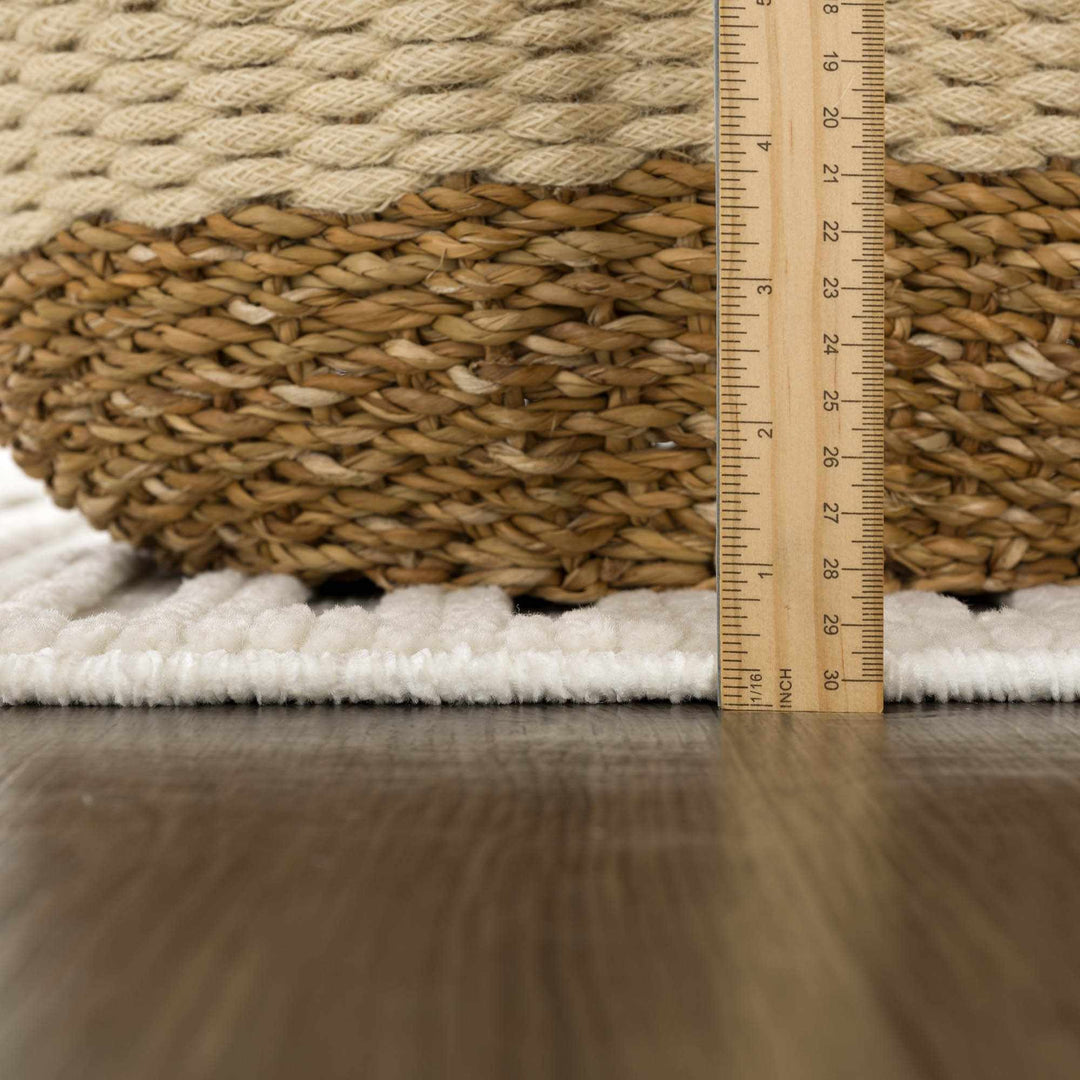Modern Geometrical Arc Texture Ivory Washable Area Rug - The Rug Decor