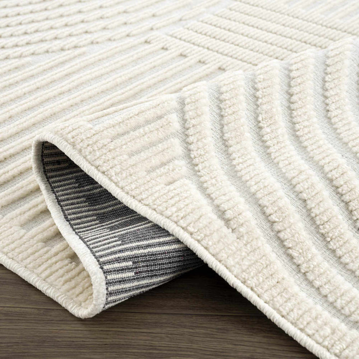 Modern Geometrical Arc Texture Ivory Washable Area Rug - The Rug Decor