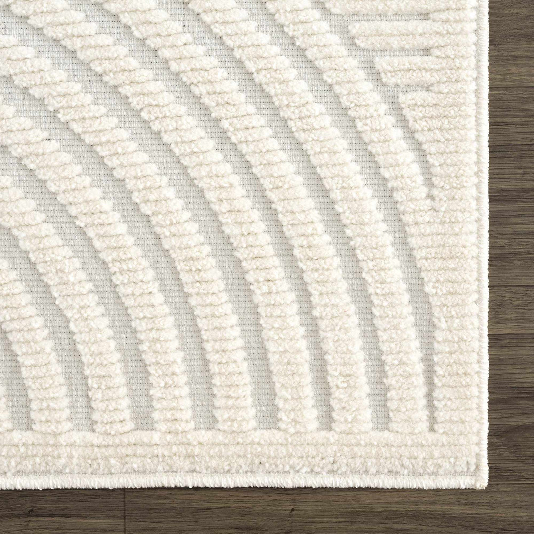 Modern Geometrical Arc Texture Ivory Washable Area Rug - The Rug Decor