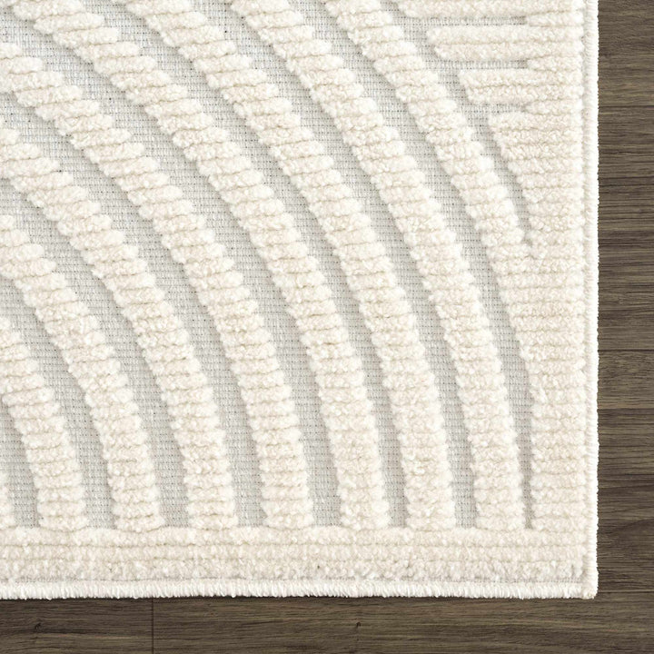 Modern Geometrical Arc Texture Ivory Washable Area Rug - The Rug Decor