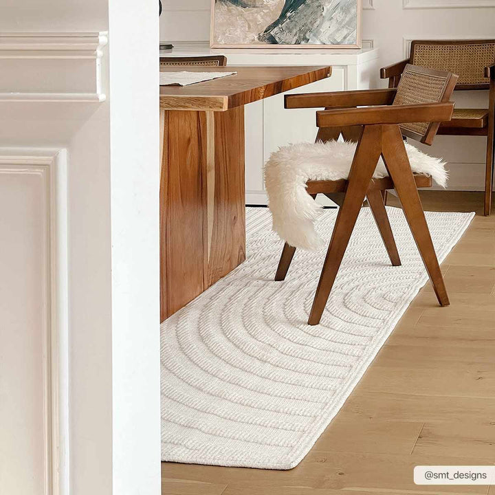 Modern Geometrical Arc Texture Ivory Washable Area Rug - The Rug Decor