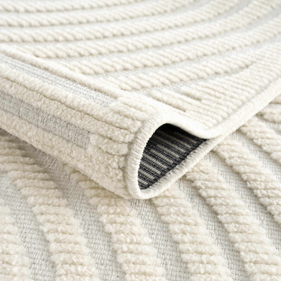 Modern Geometrical Arc Texture Ivory Washable Area Rug - The Rug Decor