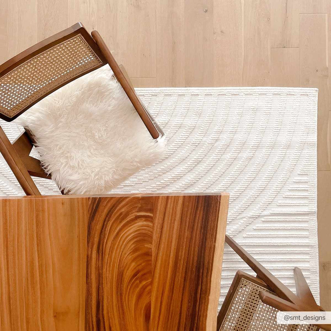 Modern Geometrical Arc Texture Ivory Washable Area Rug - The Rug Decor