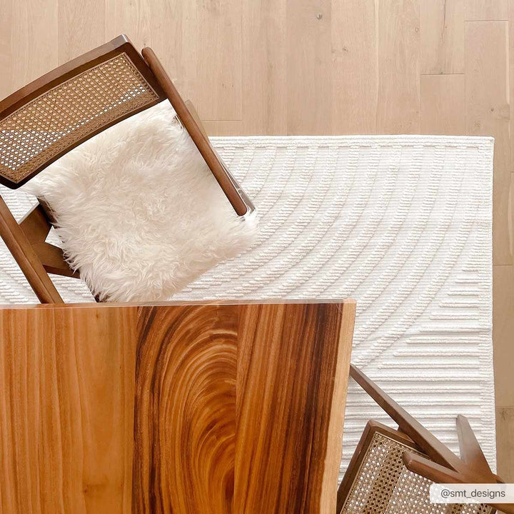 Modern Geometrical Arc Texture Ivory Washable Area Rug - The Rug Decor