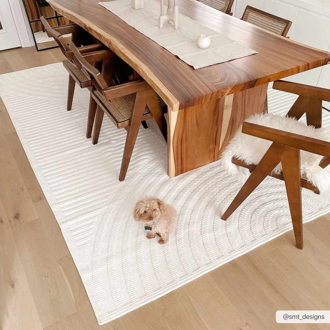 Modern Geometrical Arc Texture Ivory Washable Area Rug - The Rug Decor