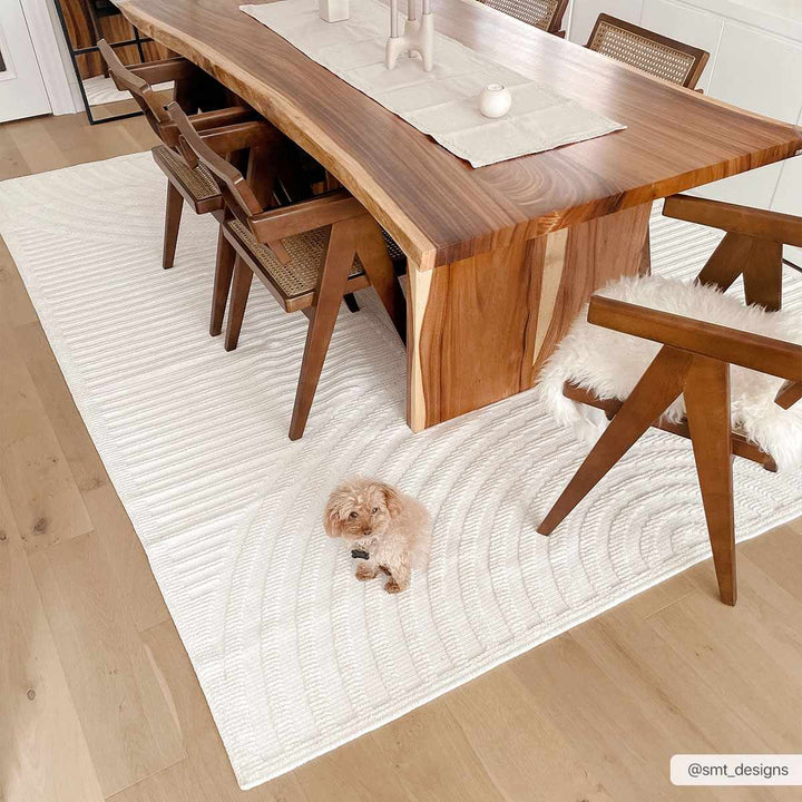 Modern Geometrical Arc Texture Ivory Washable Area Rug - The Rug Decor