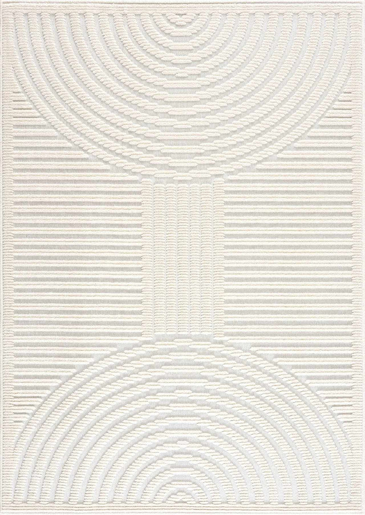 Modern Geometrical Arc Texture Ivory Washable Area Rug - The Rug Decor