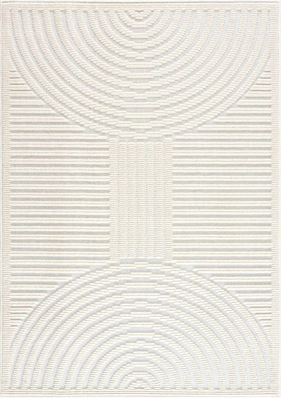 Modern Geometrical Arc Texture Ivory Washable Area Rug - The Rug Decor