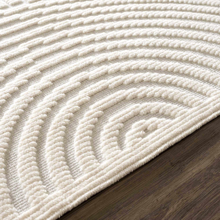 Modern Geometrical Arc Texture Ivory Washable Area Rug - The Rug Decor