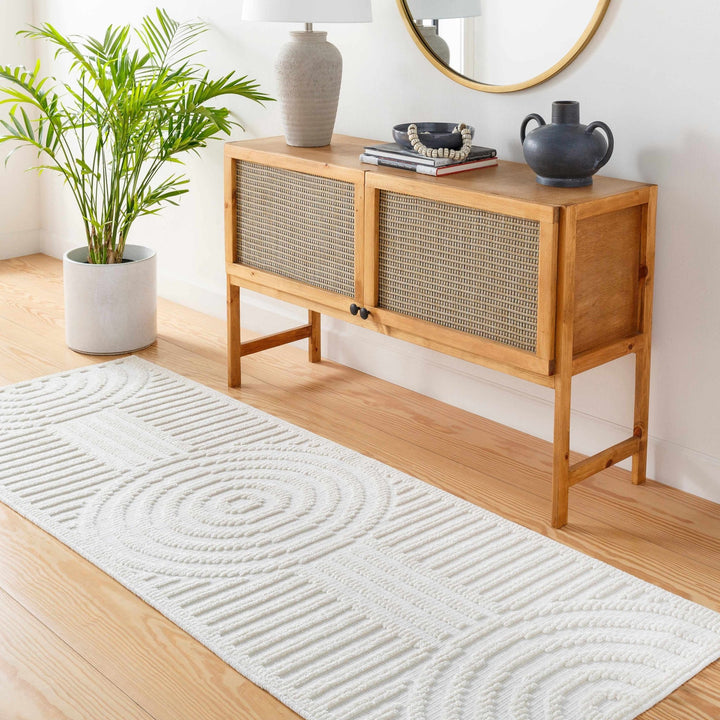 Modern Geometrical Arc Texture Ivory Washable Area Rug - The Rug Decor