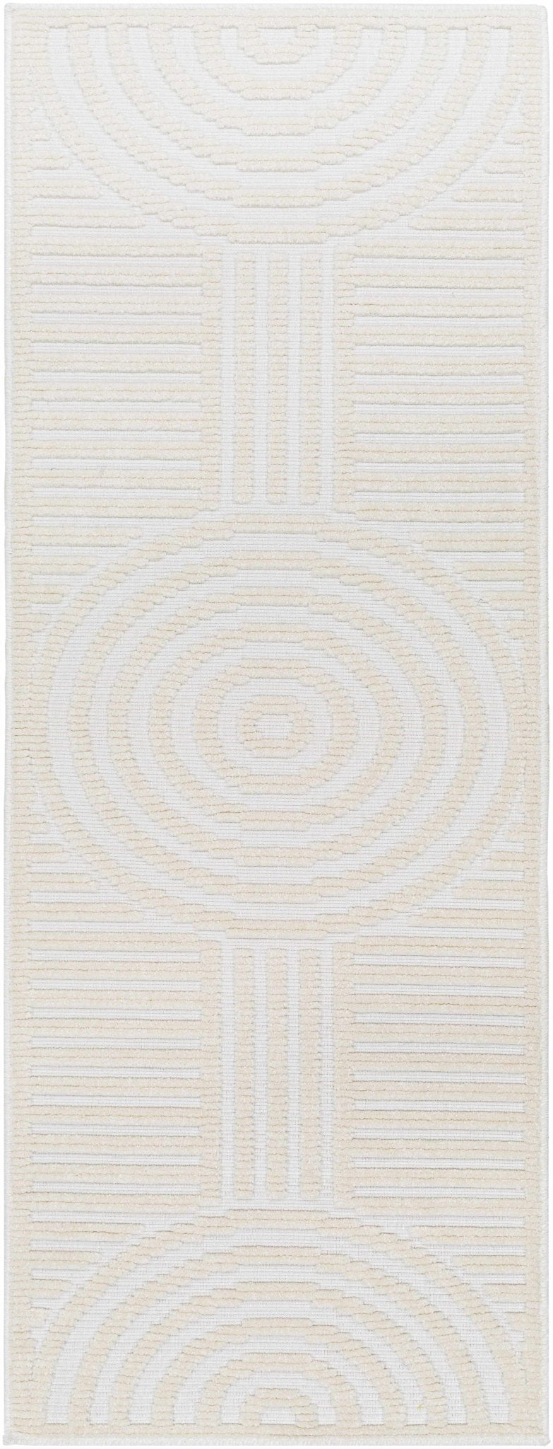 Modern Geometrical Arc Texture Ivory Washable Area Rug - The Rug Decor