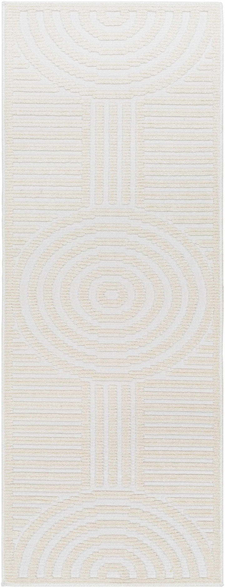 Modern Geometrical Arc Texture Ivory Washable Area Rug - The Rug Decor