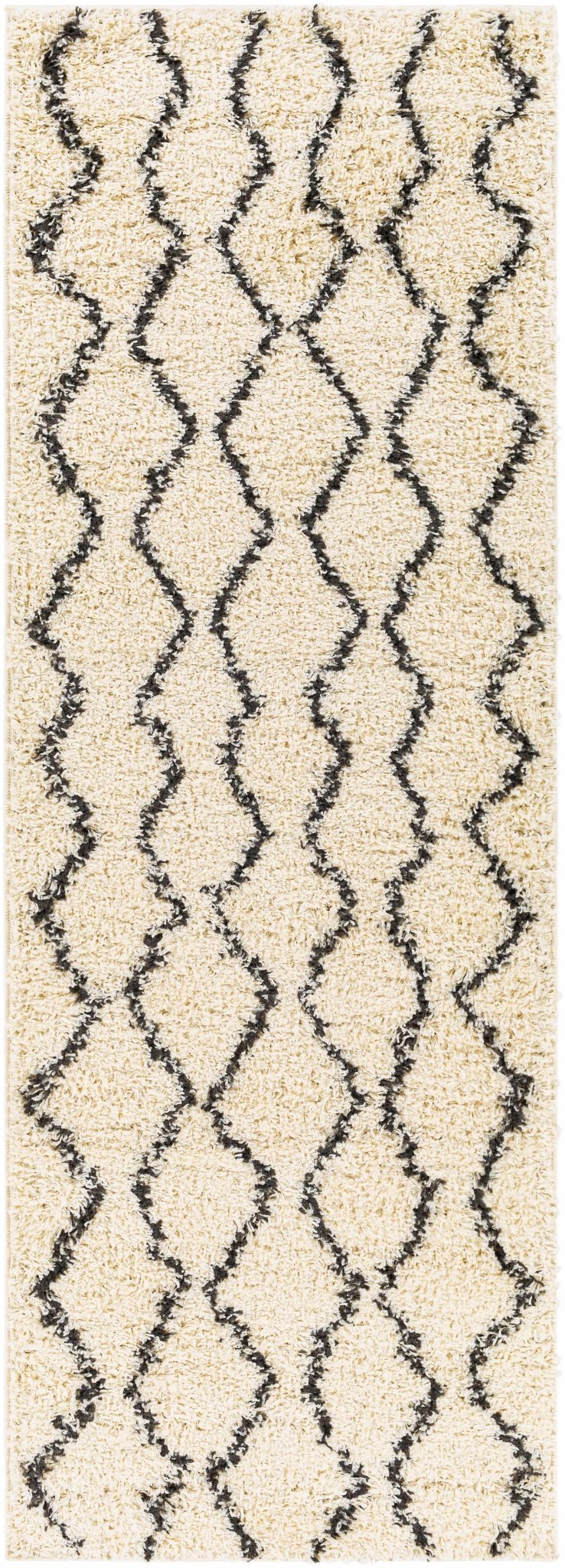 Modern Geometrical Beige and Black Chevron Design Moroccan Style Plush pile Rug - The Rug Decor