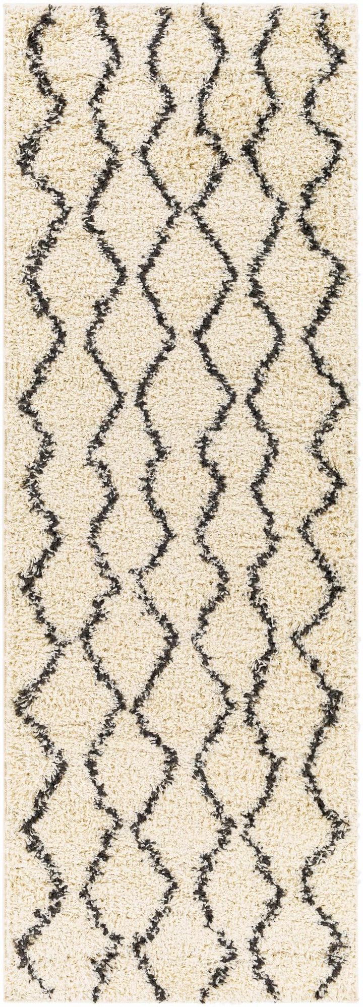 Modern Geometrical Beige and Black Chevron Design Moroccan Style Plush pile Rug - The Rug Decor