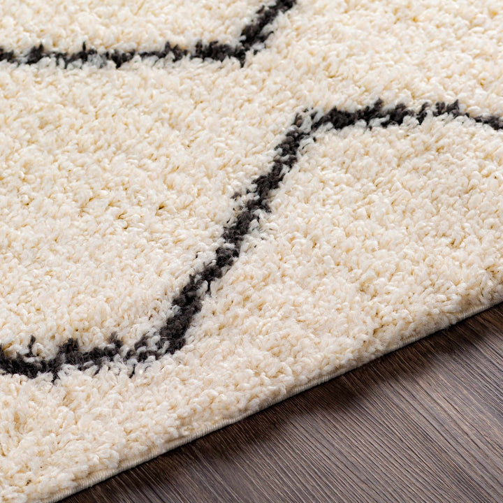 Modern Geometrical Beige and Black Chevron Design Moroccan Style Plush pile Rug - The Rug Decor