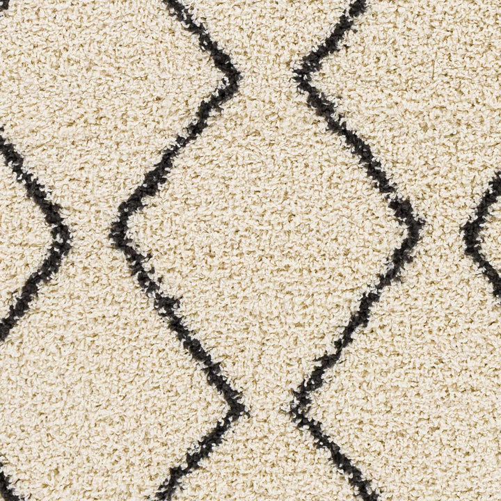 Modern Geometrical Beige and Black Chevron Design Moroccan Style Plush pile Rug - The Rug Decor