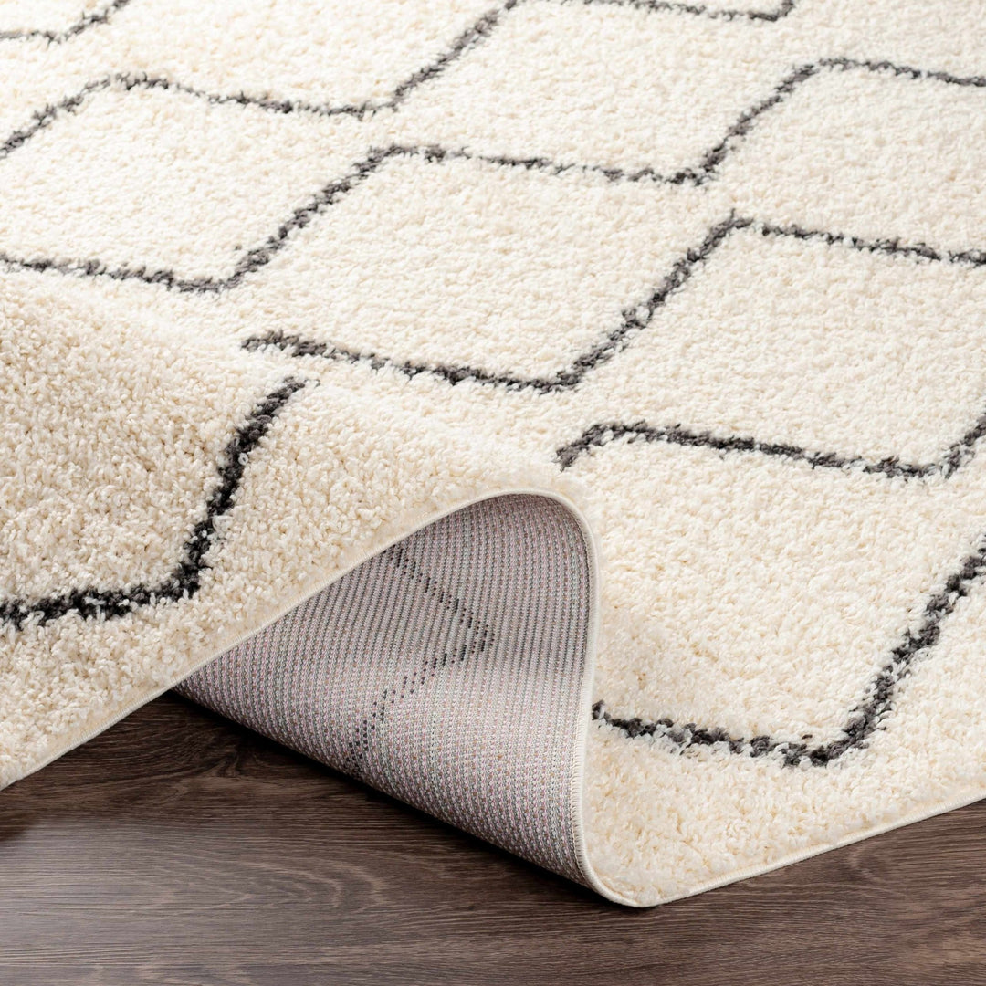 Modern Geometrical Beige and Black Chevron Design Moroccan Style Plush pile Rug - The Rug Decor