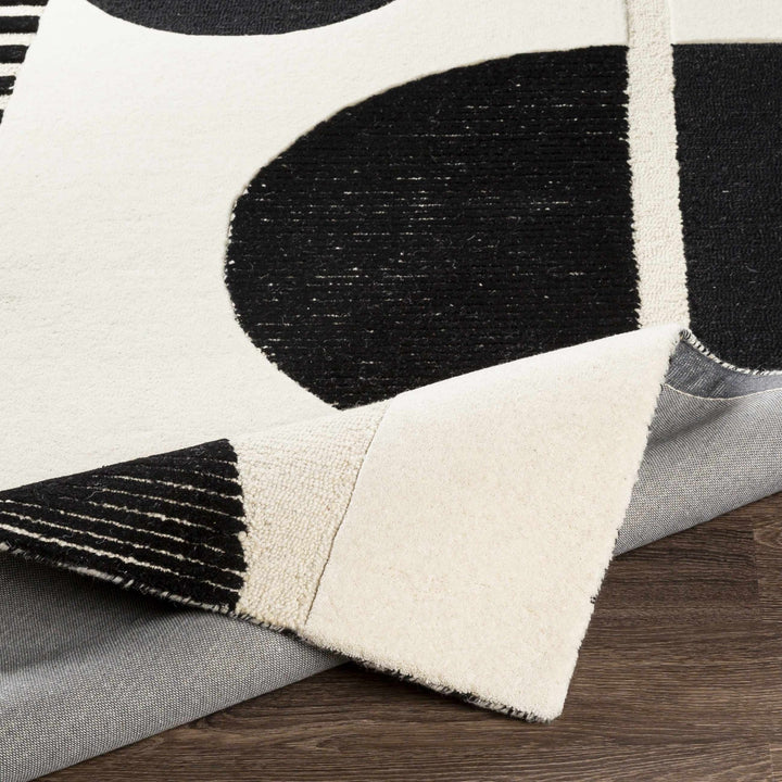 Modern Geometrical Beige and Black Hand Tufted Multi Size Wool Area Rug - The Rug Decor