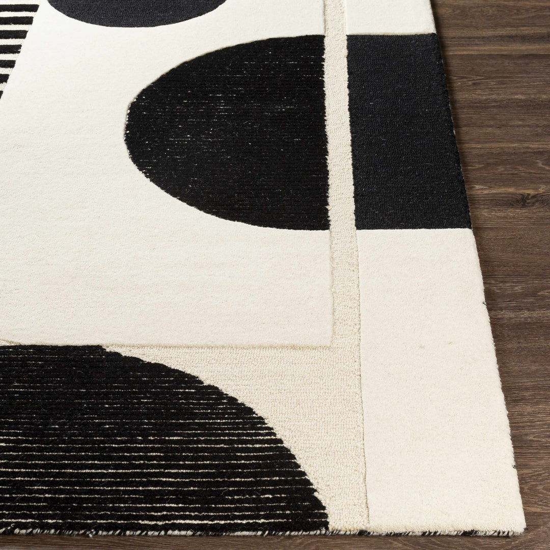 Modern Geometrical Beige and Black Hand Tufted Multi Size Wool Area Rug - The Rug Decor