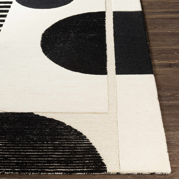 Modern Geometrical Beige and Black Hand Tufted Multi Size Wool Area Rug - The Rug Decor