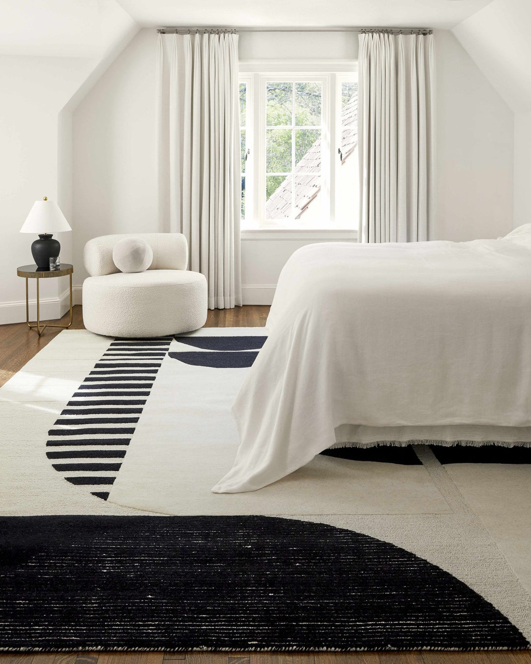 Modern Geometrical Beige and Black Hand Tufted Multi Size Wool Area Rug - The Rug Decor