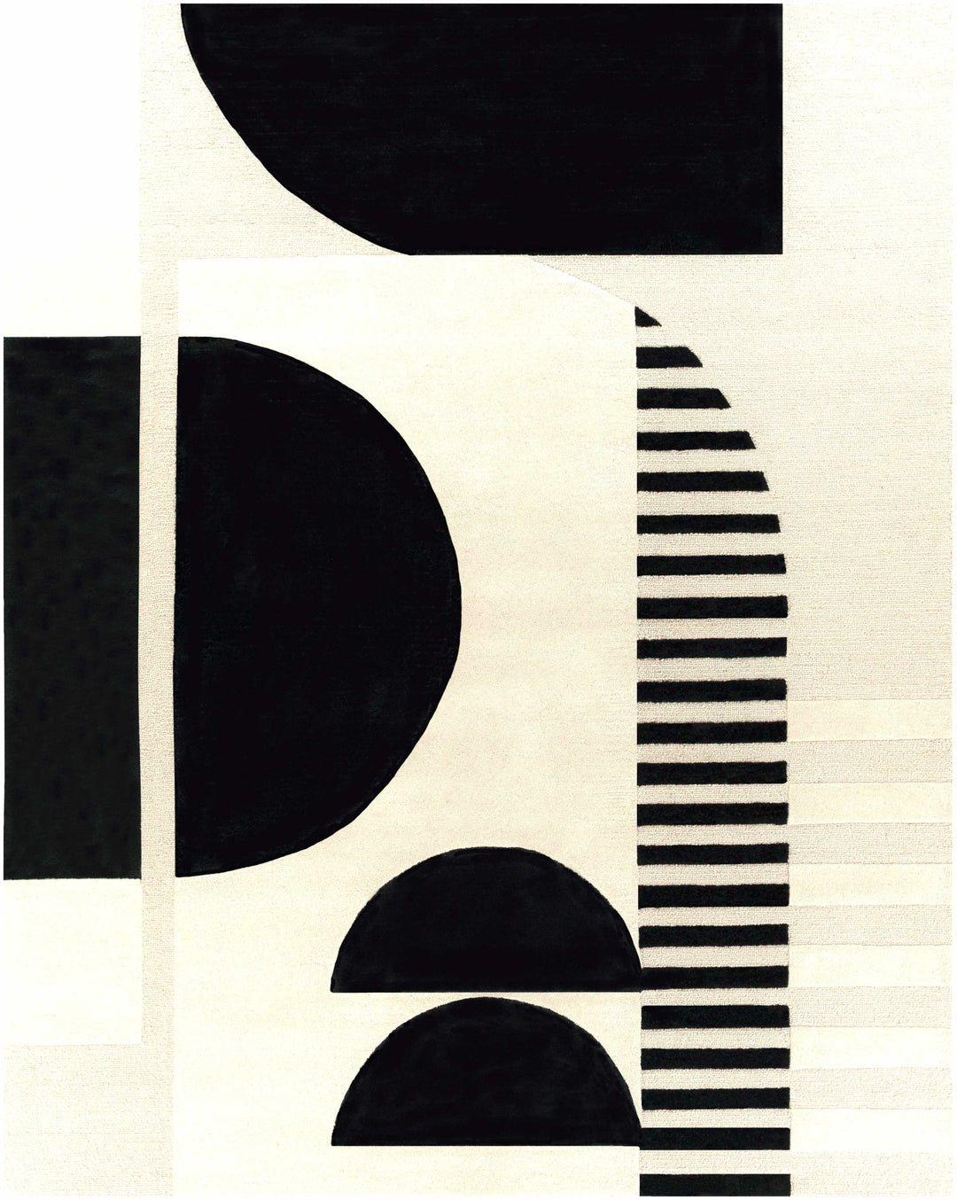 Modern Geometrical Beige and Black Hand Tufted Multi Size Wool Area Rug - The Rug Decor