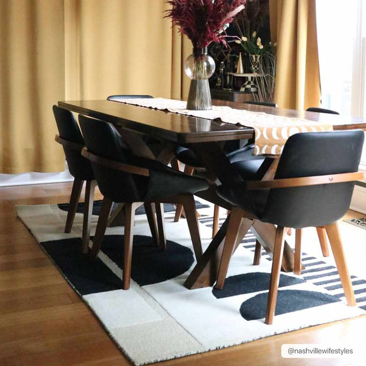 Modern Geometrical Beige and Black Hand Tufted Multi Size Wool Area Rug - The Rug Decor