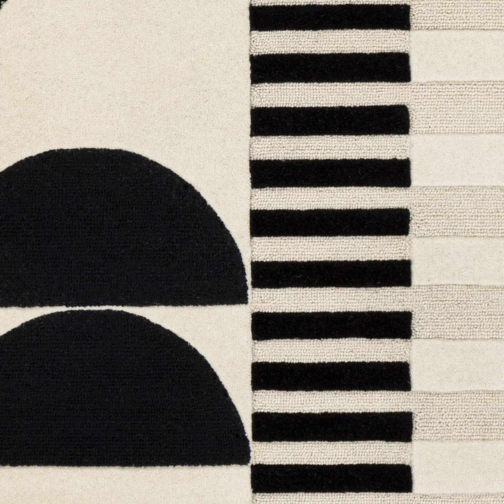 Modern Geometrical Beige and Black Hand Tufted Multi Size Wool Area Rug - The Rug Decor