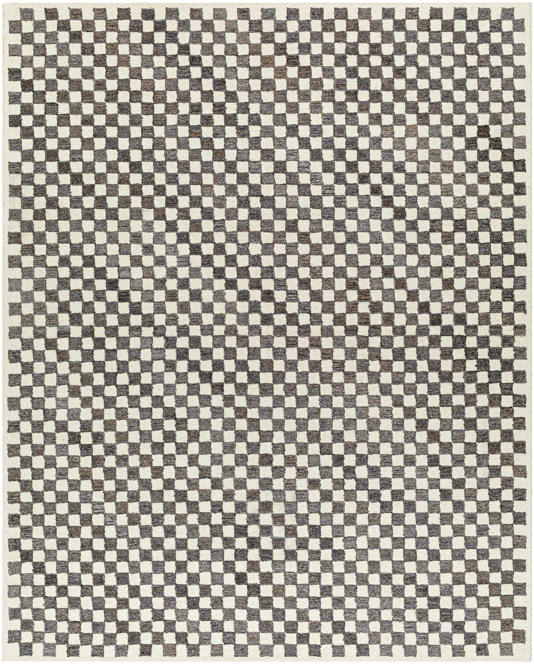 Modern Geometrical Beige and Brown Checkered Hand Tufted wool and Pet yarn Rug - The Rug Decor