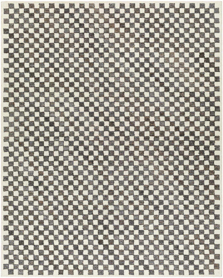 Modern Geometrical Beige and Brown Checkered Hand Tufted wool and Pet yarn Rug - The Rug Decor