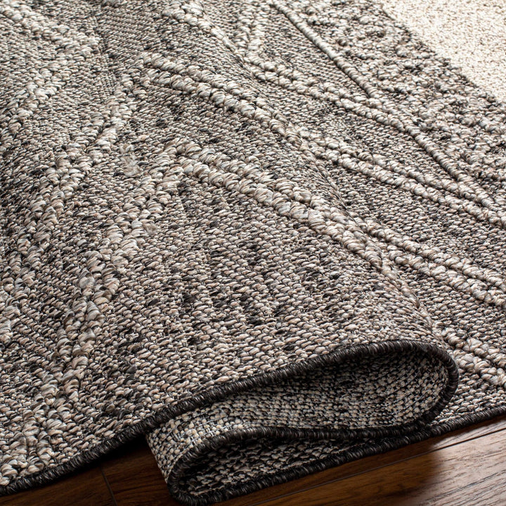 Modern Geometrical Beige and Charcoal Chevron Design Outdoor Safe Area Rug - The Rug Decor