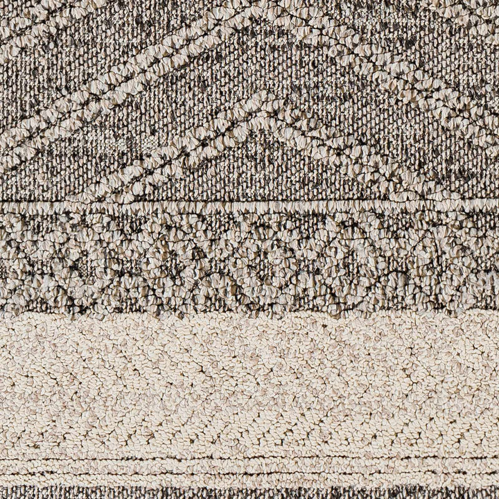 Modern Geometrical Beige and Charcoal Chevron Design Outdoor Safe Area Rug - The Rug Decor