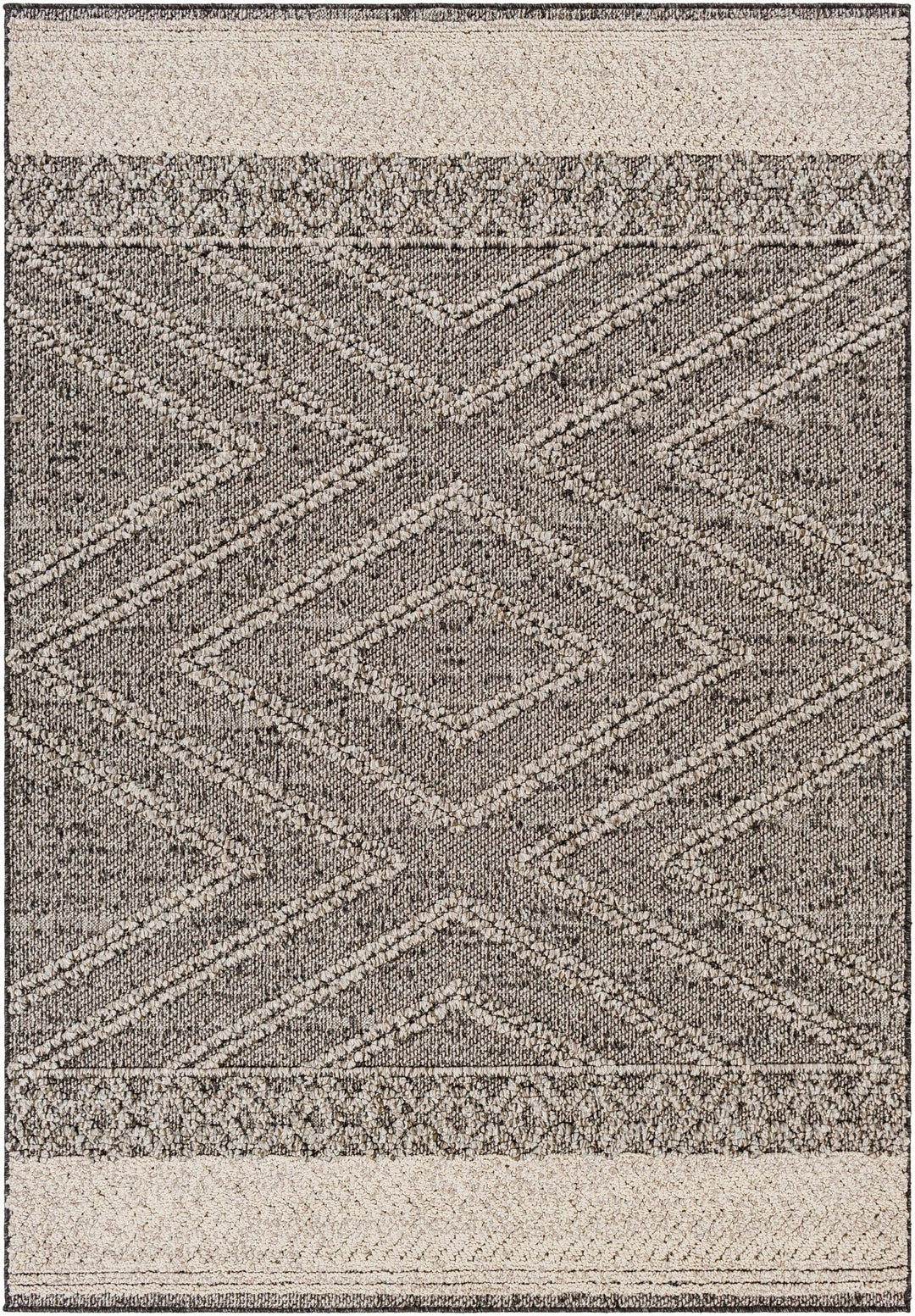 Modern Geometrical Beige and Charcoal Chevron Design Outdoor Safe Area Rug - The Rug Decor