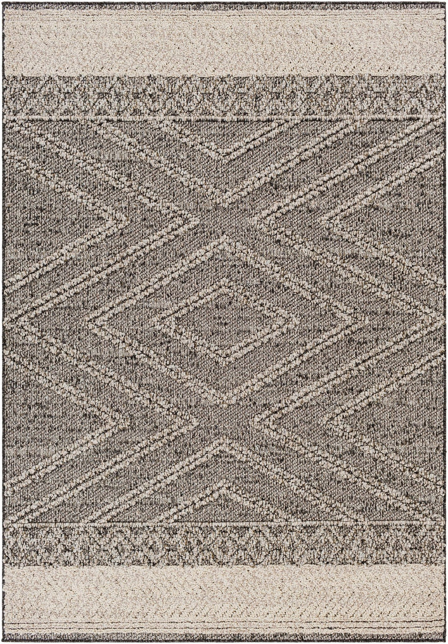 Modern Geometrical Beige and Charcoal Chevron Design Outdoor Safe Area Rug - The Rug Decor