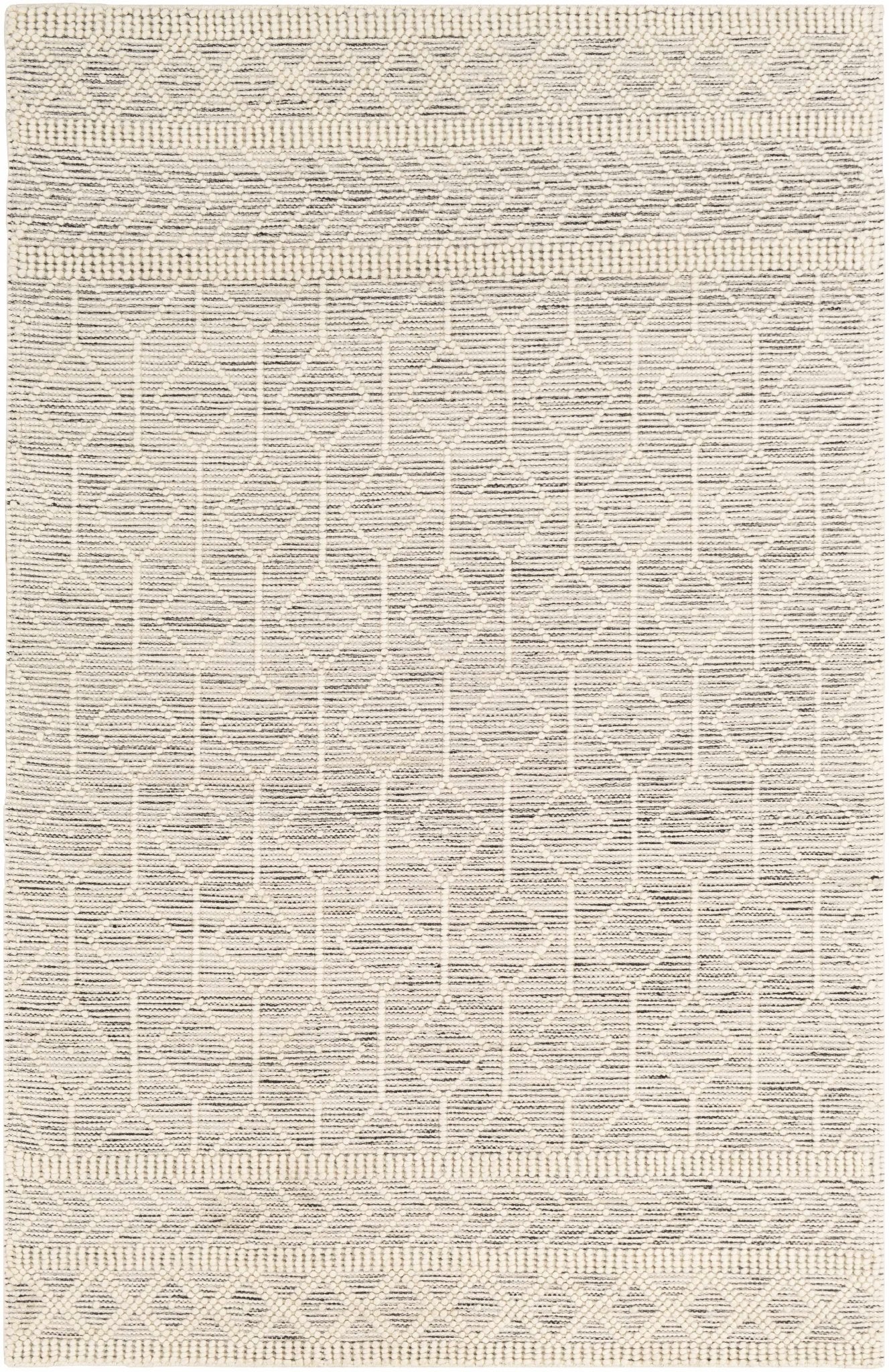 Modern Geometrical Beige Hand woven Tasseled Texture Wool Area Rug ...