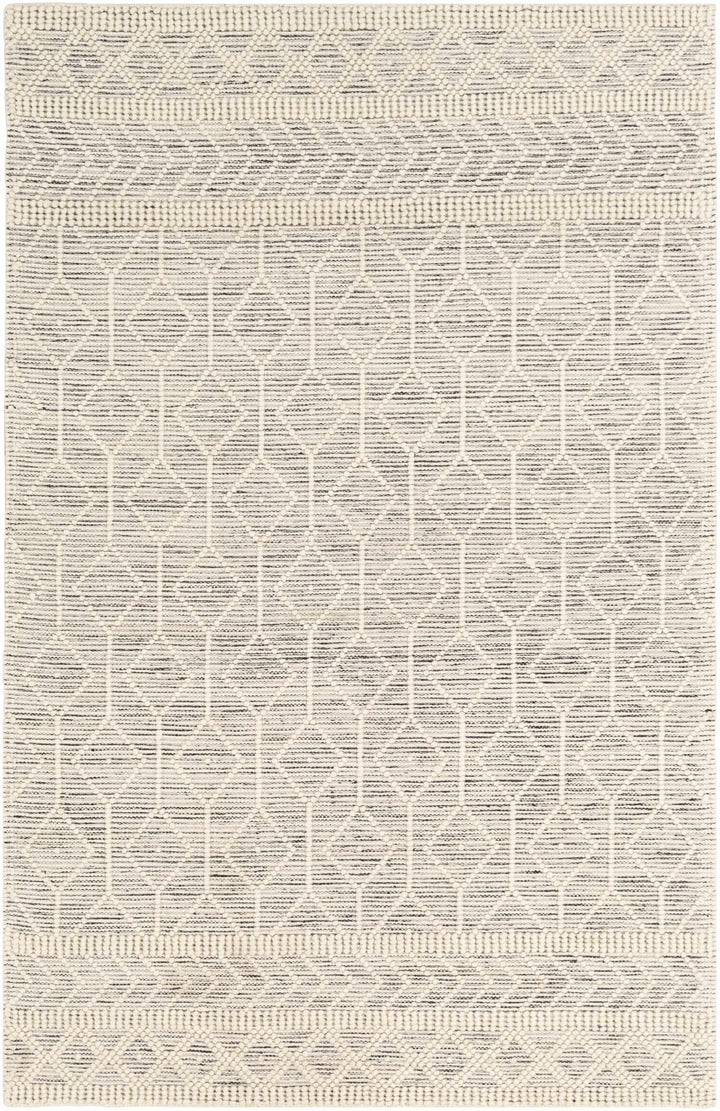 Modern Geometrical Beige Hand woven Tasseled Texture Wool Area Rug - The Rug Decor