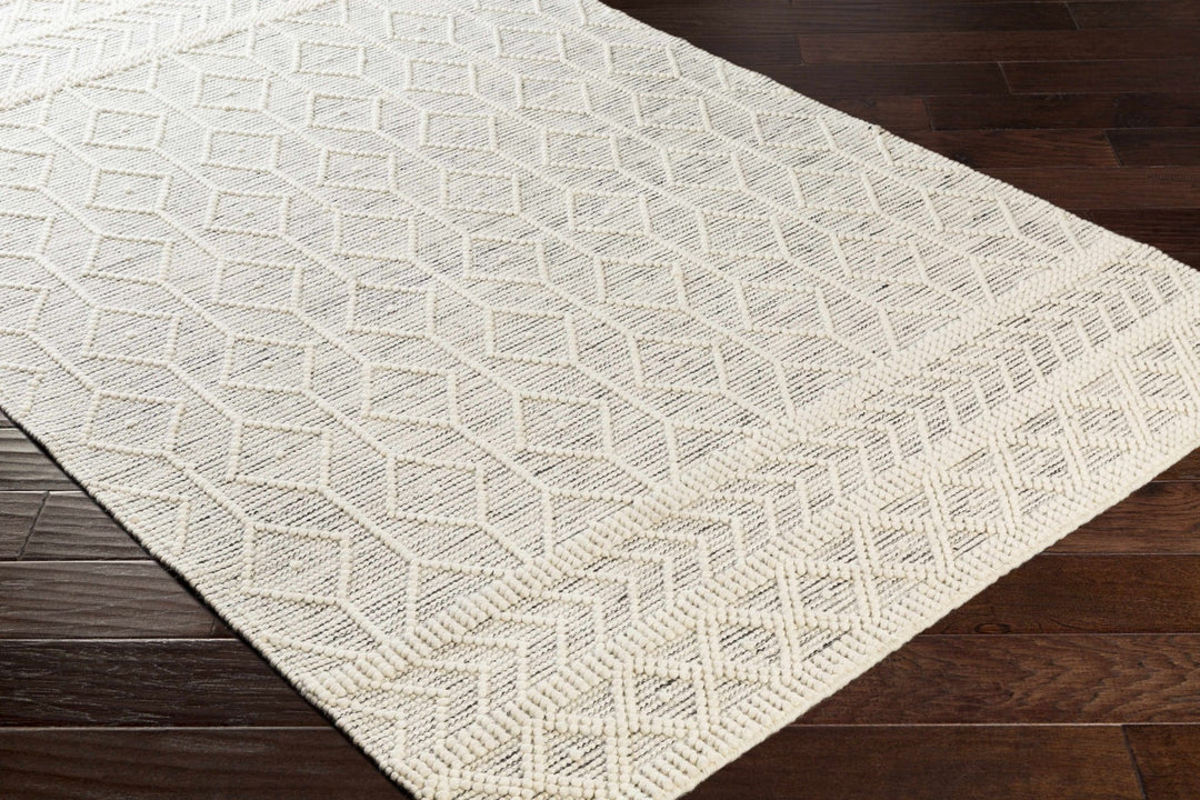 Modern Geometrical Beige Hand woven Tasseled Texture Wool Area Rug - The Rug Decor