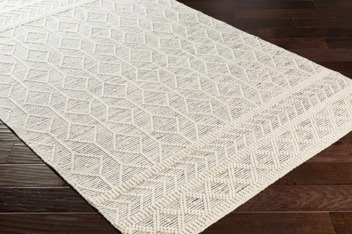 Modern Geometrical Beige Hand woven Tasseled Texture Wool Area Rug - The Rug Decor