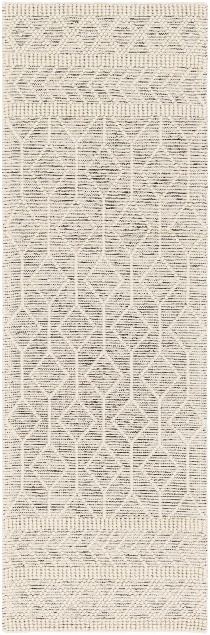 Modern Geometrical Beige Hand woven Tasseled Texture Wool Area Rug - The Rug Decor