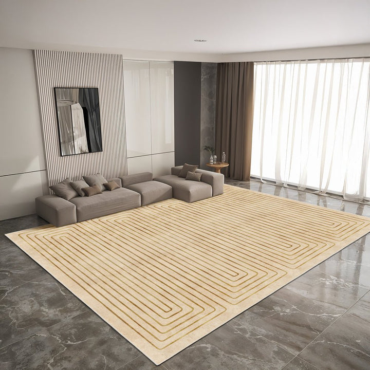 Modern Geometrical Beige Machine Washable Cotton Area Rug - The Rug Decor