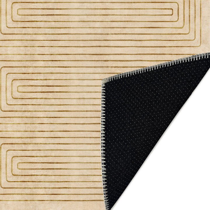 Modern Geometrical Beige Machine Washable Cotton Area Rug - The Rug Decor