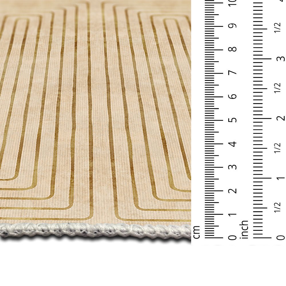 Modern Geometrical Beige Machine Washable Cotton Area Rug - The Rug Decor
