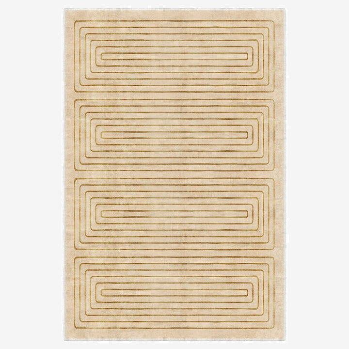 Modern Geometrical Beige Machine Washable Cotton Area Rug - The Rug Decor