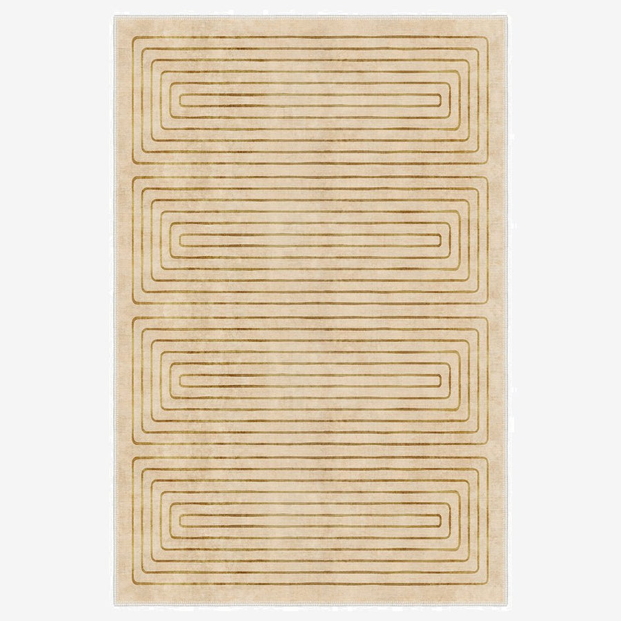 Modern Geometrical Beige Machine Washable Cotton Area Rug - The Rug Decor