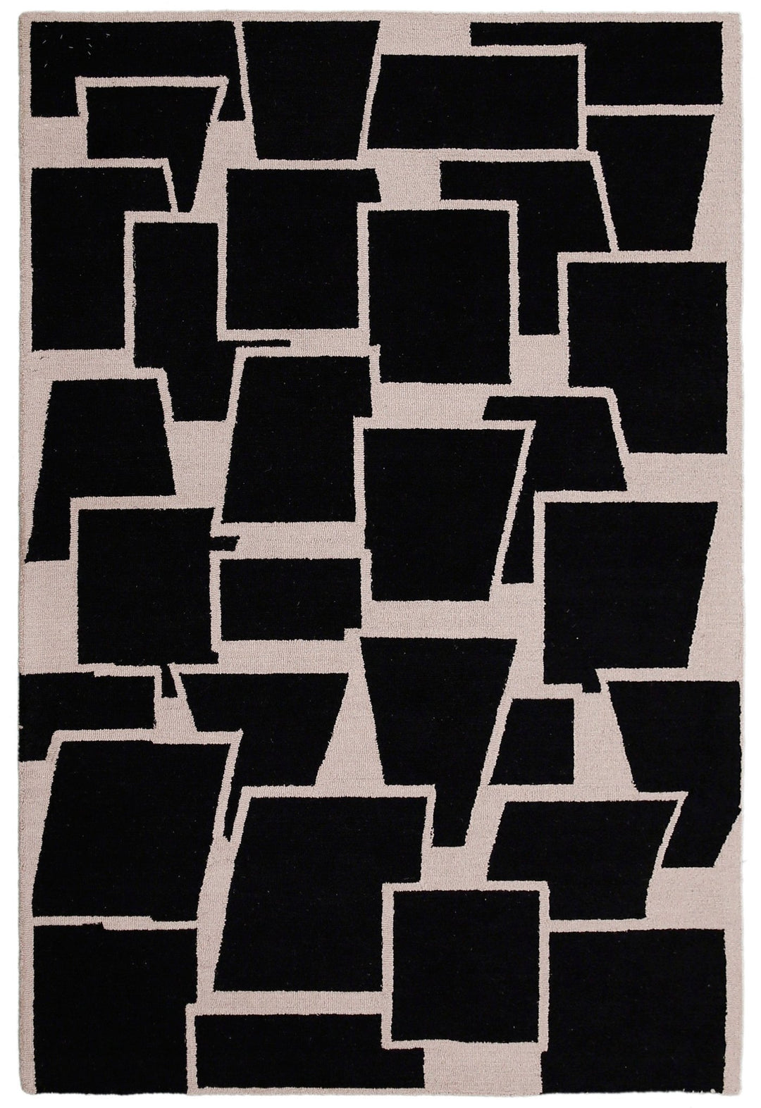 Modern Geometrical Black Hand Tufted Wool Area Rug - The Rug Decor