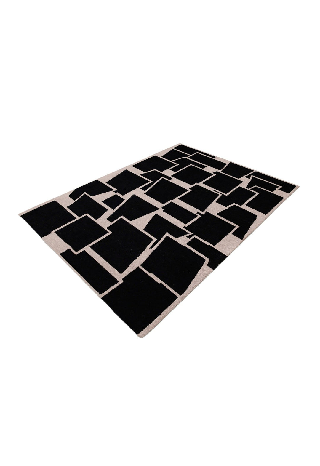Modern Geometrical Black Hand Tufted Wool Area Rug - The Rug Decor