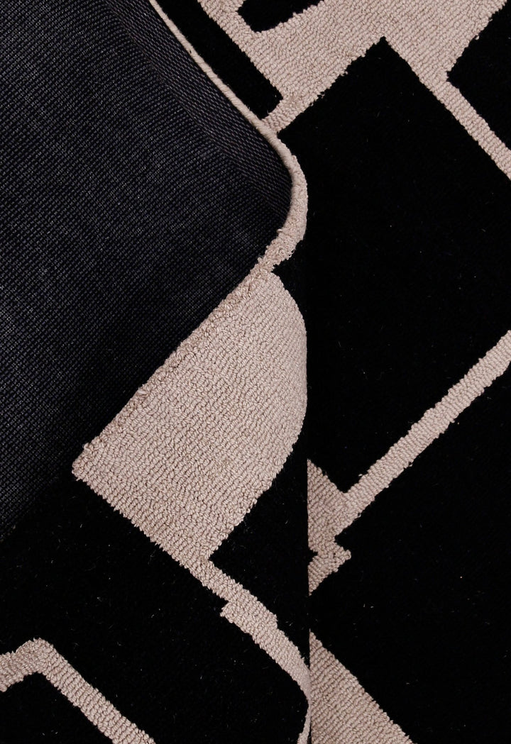 Modern Geometrical Black Hand Tufted Wool Area Rug - The Rug Decor