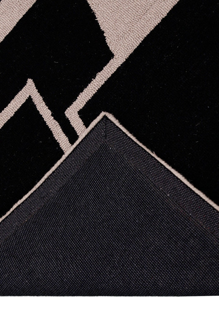 Modern Geometrical Black Hand Tufted Wool Area Rug - The Rug Decor