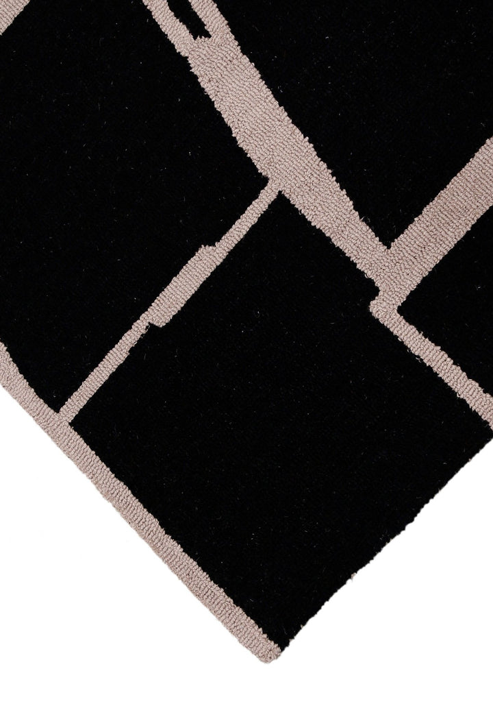 Modern Geometrical Black Hand Tufted Wool Area Rug - The Rug Decor