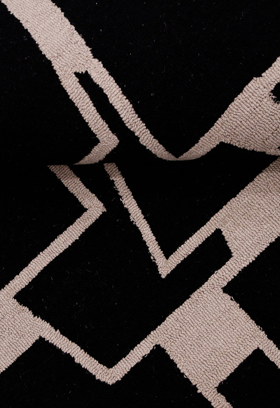 Modern Geometrical Black Hand Tufted Wool Area Rug - The Rug Decor